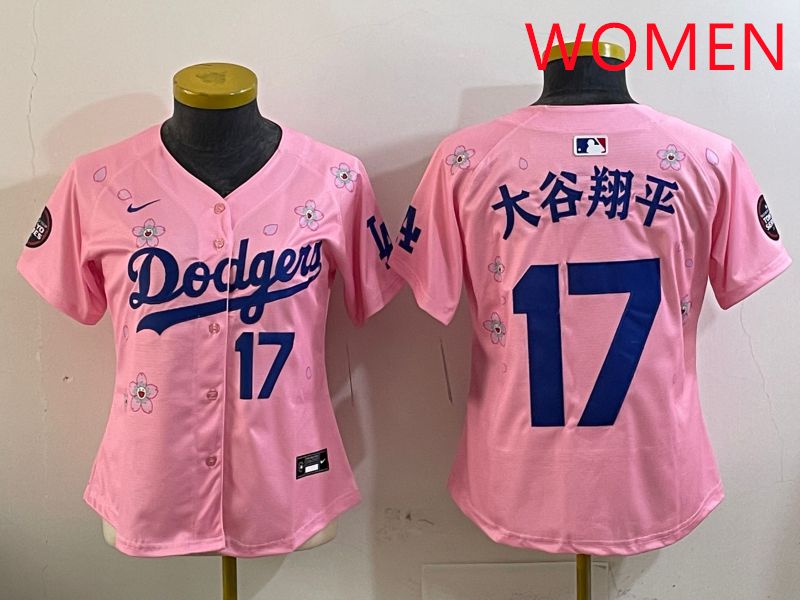 Women Los Angeles Dodgers 17 Ohtani Pink Sakura Edition 2025 Nike MLB Jersey style 9